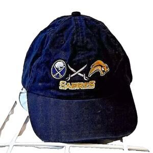 New Era Buffalo Sabres Strapback Dad Hat/Cap Blue Old & New Logos NHL